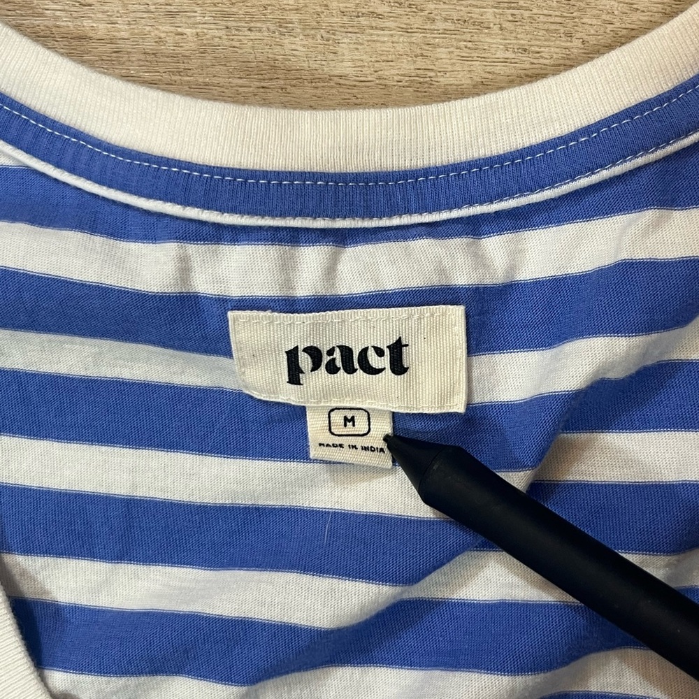 Pact Women’s 100% Organic Cotton Striped Midi Dress Size Medium - Picture 4 of 8